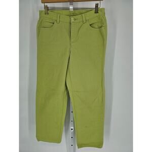 Liz Claiborne Women's Green Straight Wide Leg Belt Loop Cotton Jeans Size 10R